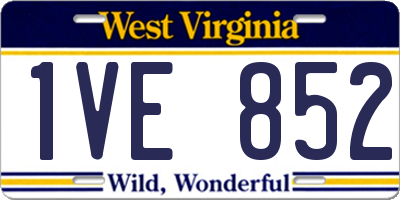 WV license plate 1VE852