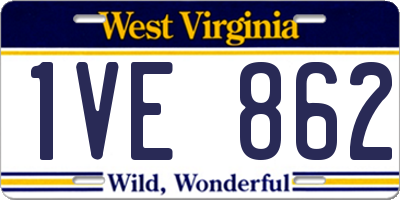 WV license plate 1VE862