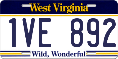WV license plate 1VE892