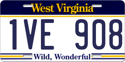WV license plate 1VE908