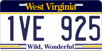 WV license plate 1VE925