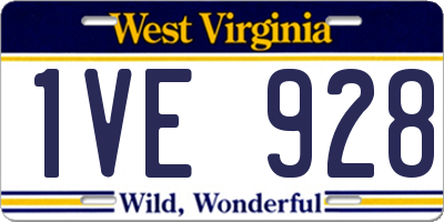WV license plate 1VE928