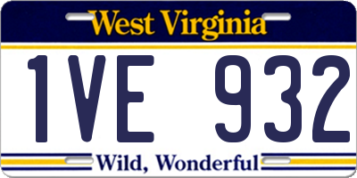 WV license plate 1VE932