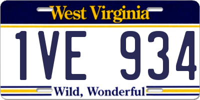 WV license plate 1VE934