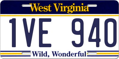 WV license plate 1VE940