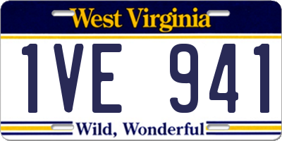 WV license plate 1VE941