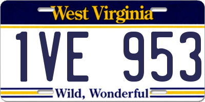 WV license plate 1VE953