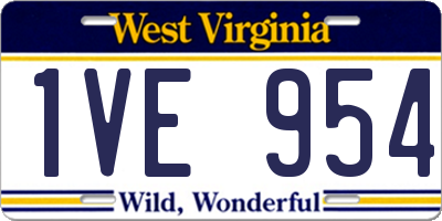 WV license plate 1VE954