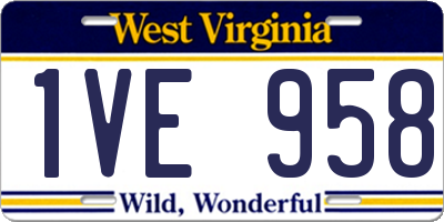 WV license plate 1VE958
