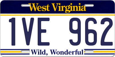 WV license plate 1VE962