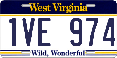 WV license plate 1VE974