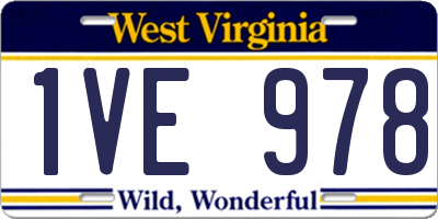 WV license plate 1VE978