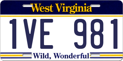 WV license plate 1VE981