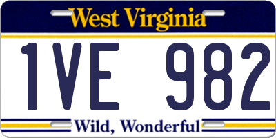 WV license plate 1VE982