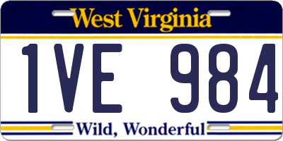 WV license plate 1VE984