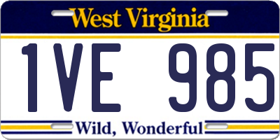 WV license plate 1VE985
