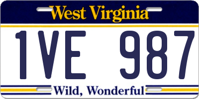 WV license plate 1VE987