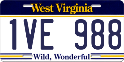 WV license plate 1VE988
