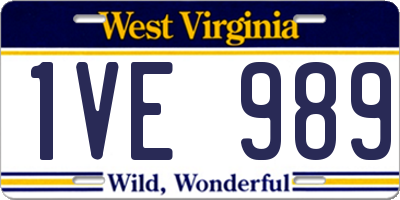 WV license plate 1VE989