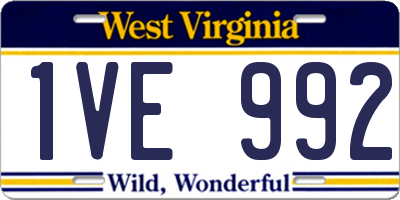 WV license plate 1VE992