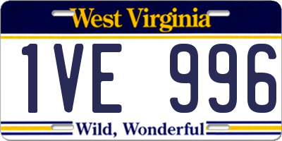 WV license plate 1VE996