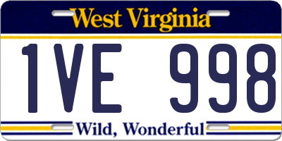 WV license plate 1VE998