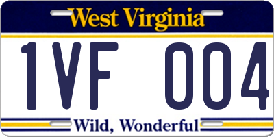 WV license plate 1VF004