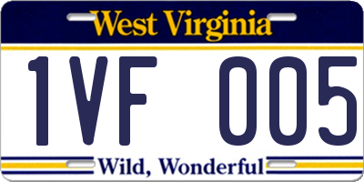 WV license plate 1VF005