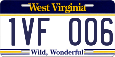 WV license plate 1VF006