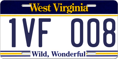 WV license plate 1VF008