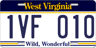 WV license plate 1VF010