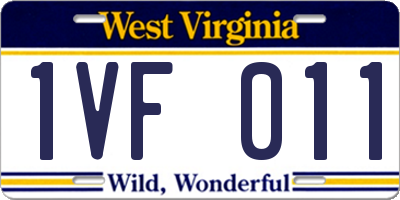 WV license plate 1VF011