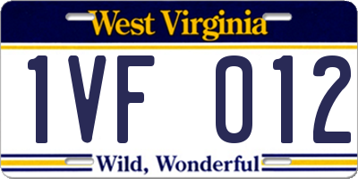 WV license plate 1VF012