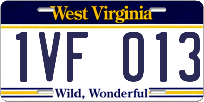 WV license plate 1VF013