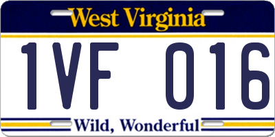WV license plate 1VF016