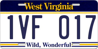 WV license plate 1VF017
