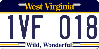 WV license plate 1VF018