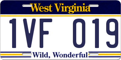 WV license plate 1VF019