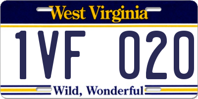 WV license plate 1VF020