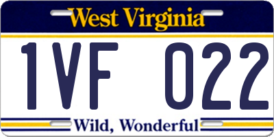 WV license plate 1VF022