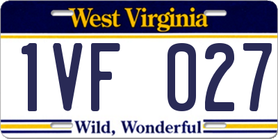 WV license plate 1VF027