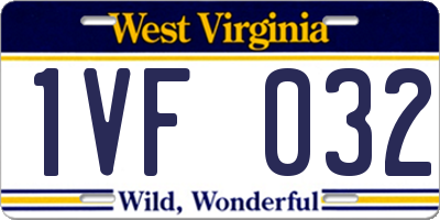 WV license plate 1VF032