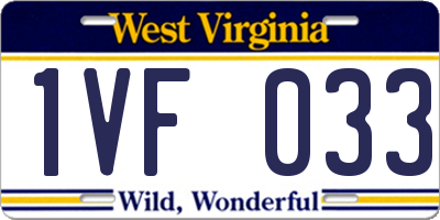 WV license plate 1VF033