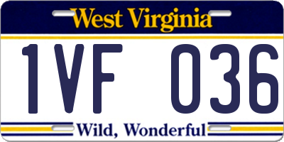 WV license plate 1VF036
