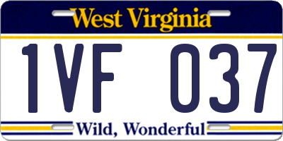 WV license plate 1VF037