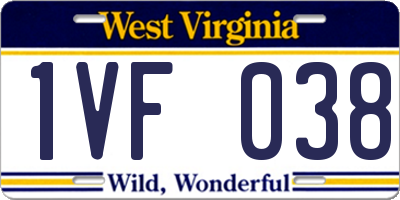 WV license plate 1VF038