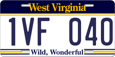 WV license plate 1VF040
