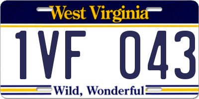 WV license plate 1VF043