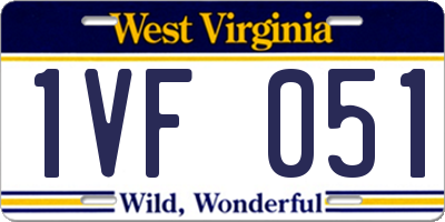 WV license plate 1VF051