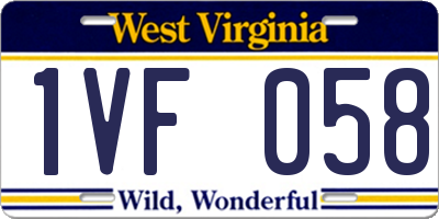 WV license plate 1VF058